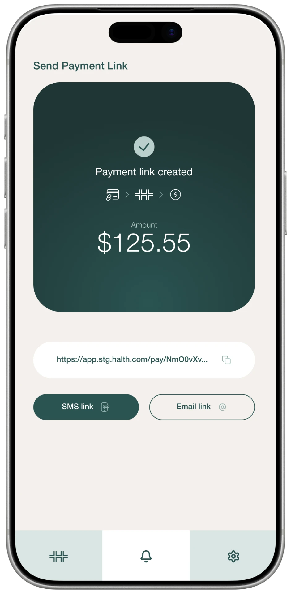 HaltH payment link sent to a mobile phone